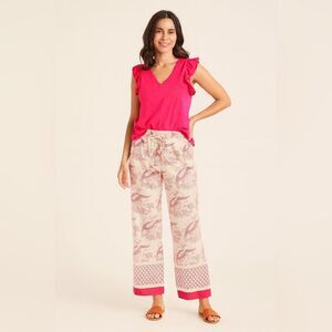 Calypso St. Barth Pink and Cream Flare Pants